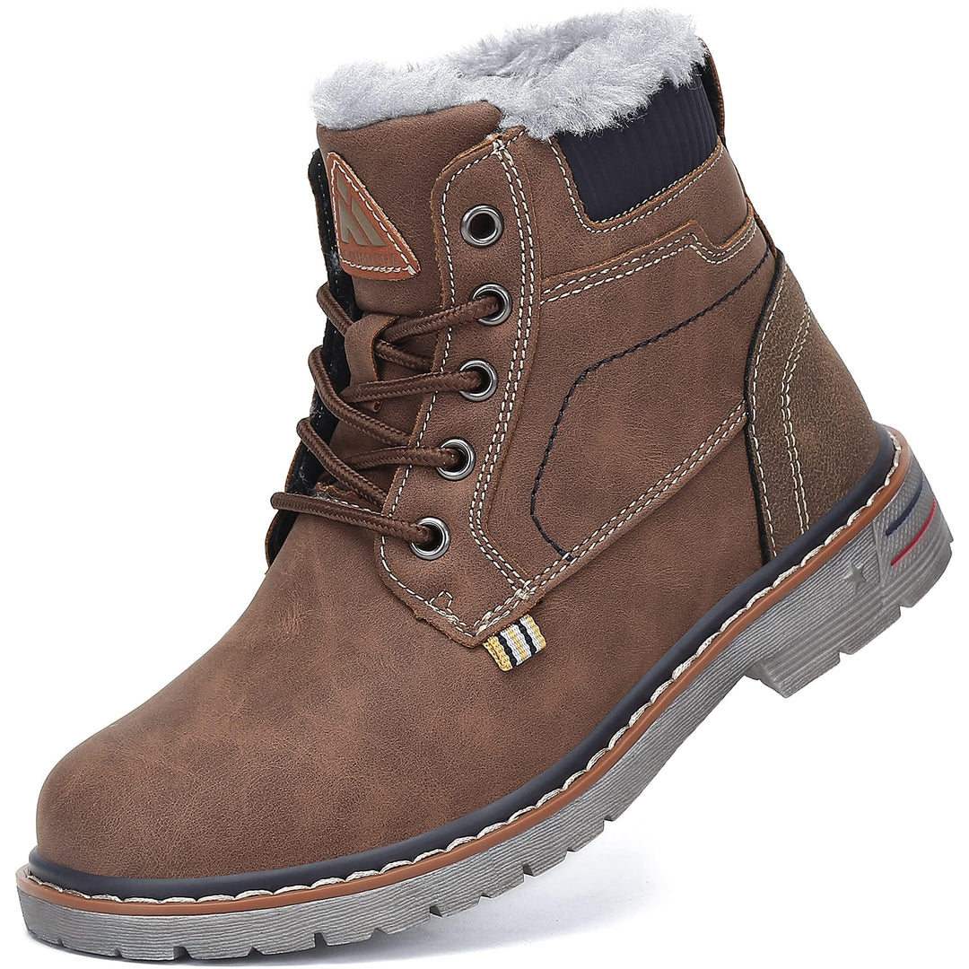 Mishansha Kinder Schnürstiefel Warme Gefüttert Winterschuhe für Jungen Mädchen Gr.24-38 24 EU Braun,