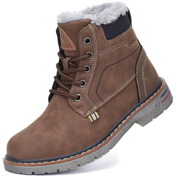 Mishansha Kinder Schnürstiefel Warme Gefüttert Winterschuhe für Jungen Mädchen Gr.24-38 24 EU Braun,
