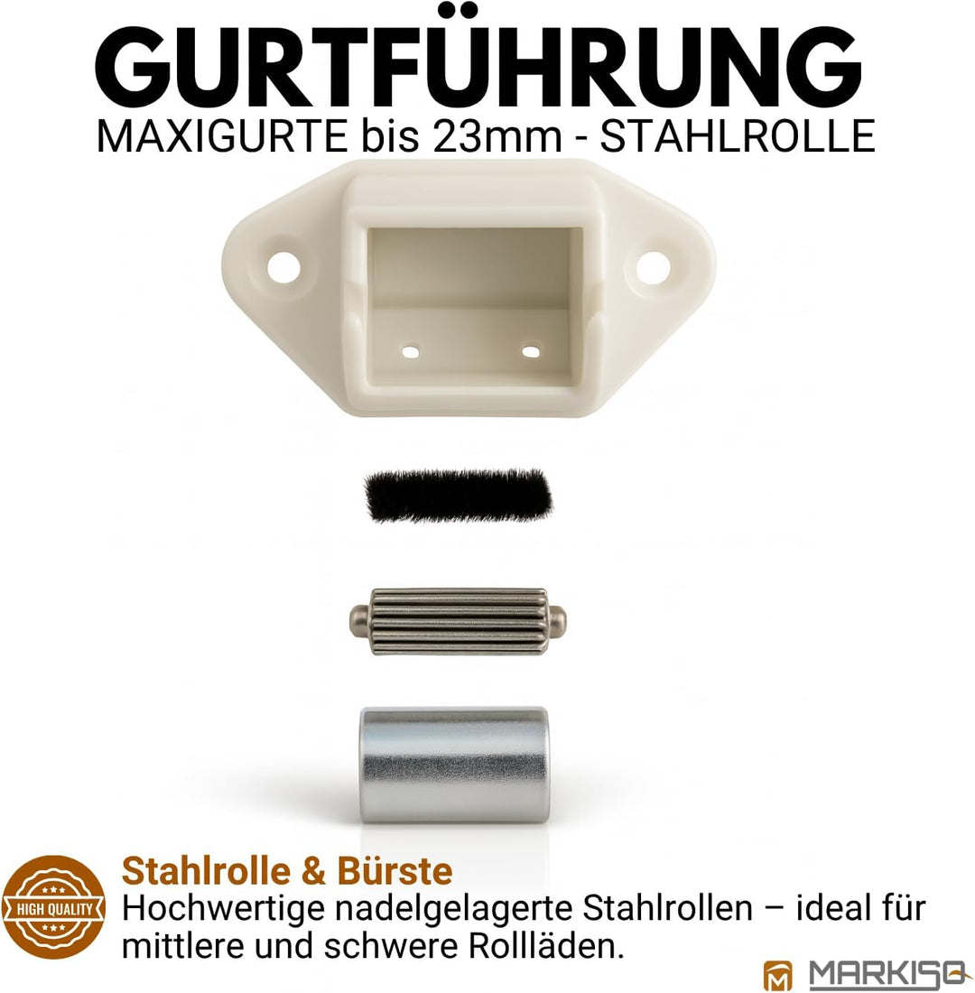 markiso® Rolladen Gurtführung, Gurtleitrolle für Rollladengurt bis 23mm | [Hergestellt in Deutschlan
