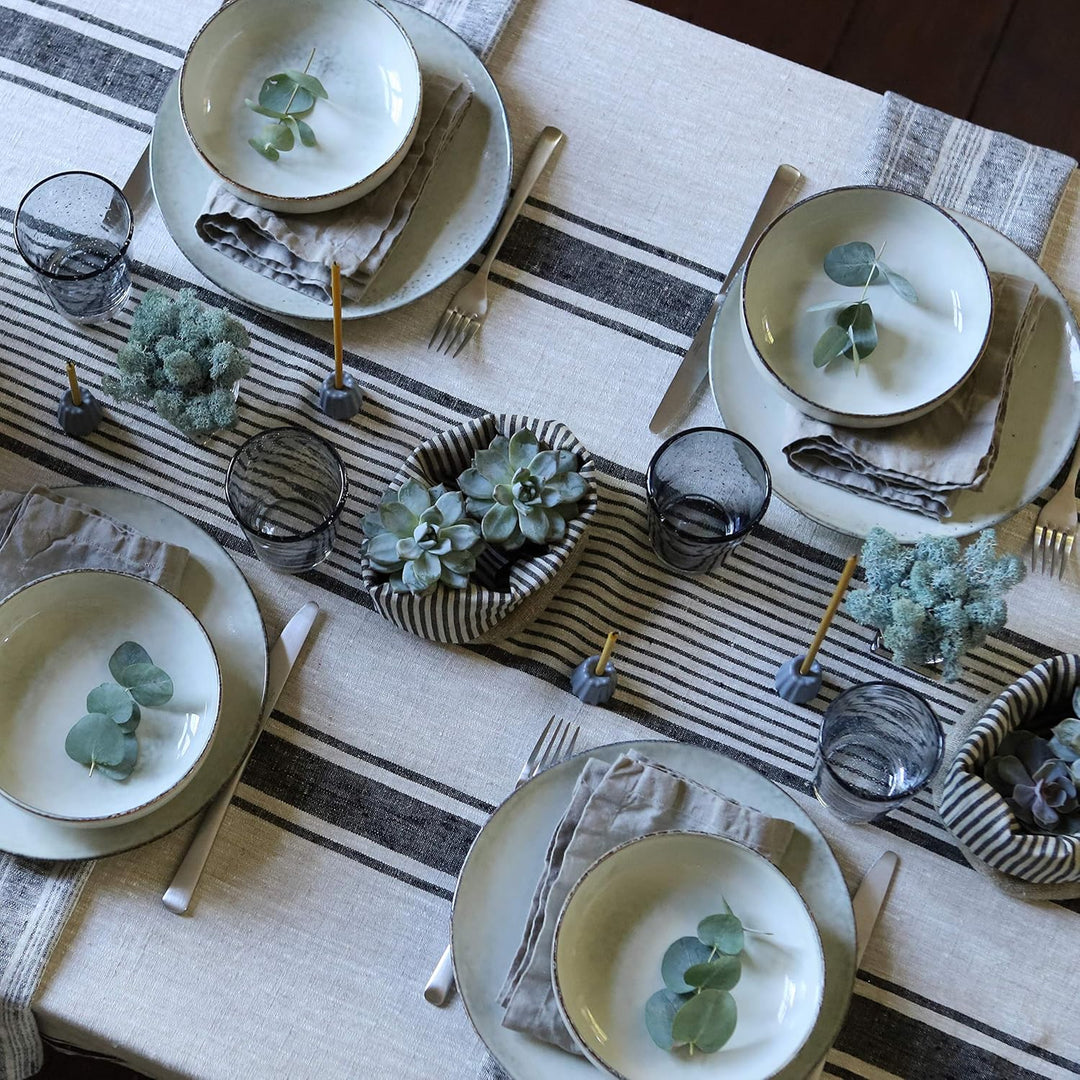 LinenMe Schwarze Leinentischdecke Provence 136x320cm 136 x 320 cm, 136 x 320 cm