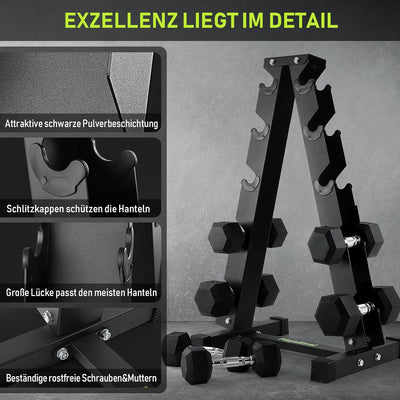 PhysKcal Kurzhantel Rack,Hantelablage für Kurzhanteln, Strapazierfähiger Stah,250kg/300kg Belastbark