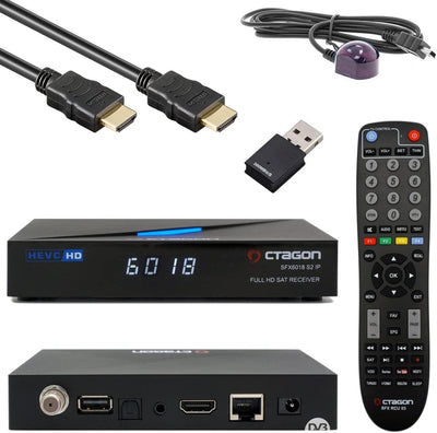 Octagon SFX6018 S2+IP Full HD Sat IP-Receiver mit 300Mbit/s WLAN Stick (Linux E2 & Define OS, DVB-S2