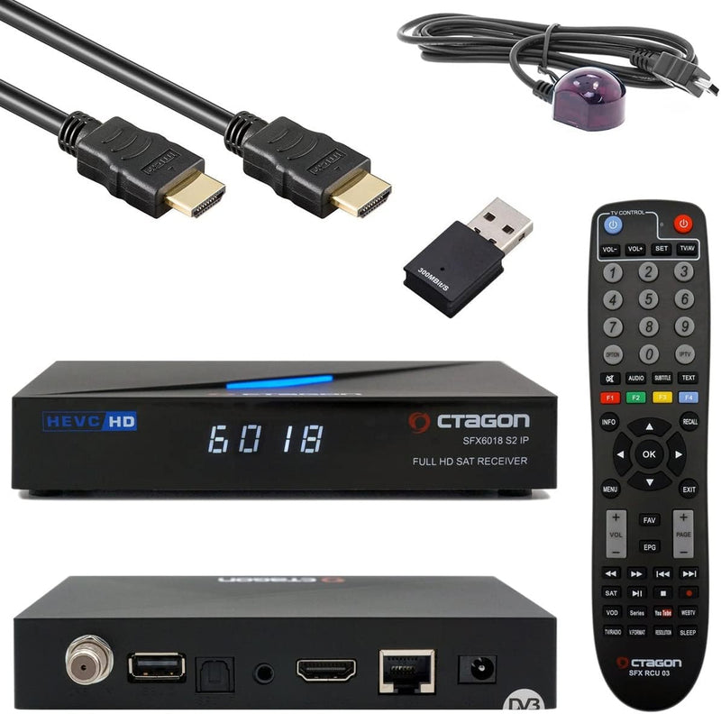 Octagon SFX6018 S2+IP Full HD Sat IP-Receiver mit 300Mbit/s WLAN Stick (Linux E2 & Define OS, DVB-S2