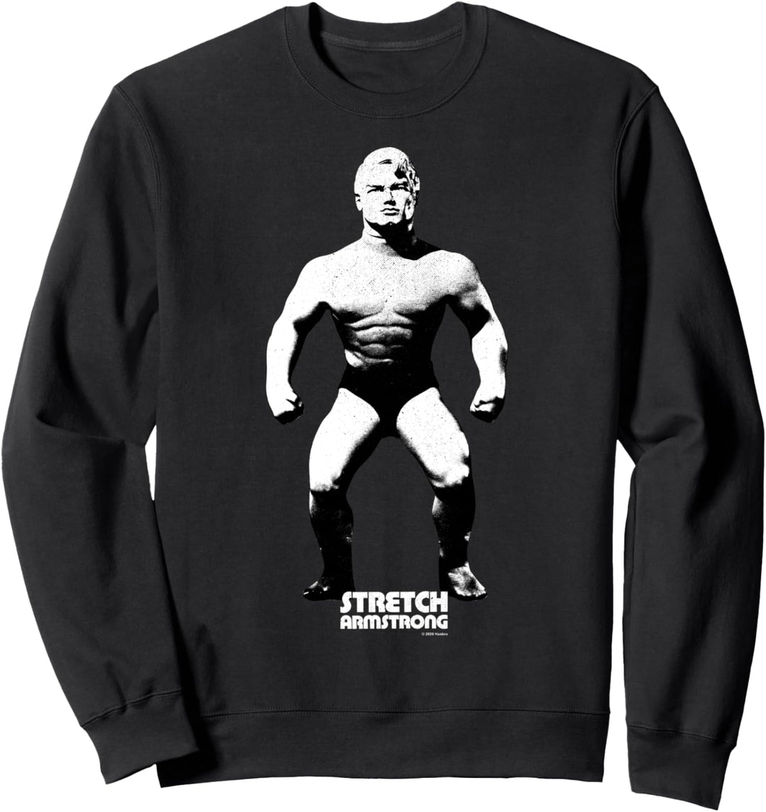 Stretch Armstrong Vintage Black & White Action Figure Pose Sweatshirt