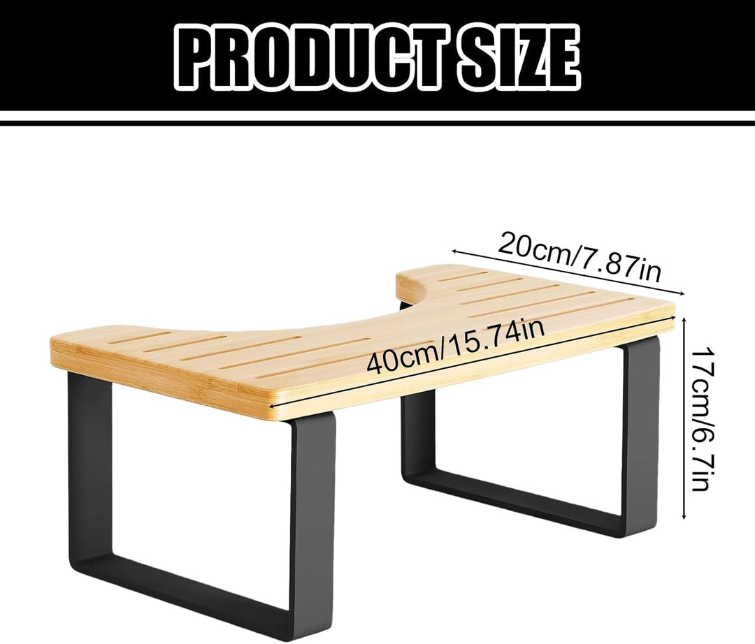 40×20×17cm Toilettenhocker Erwachsene: Badezimmer-Kothocker für Erwachsene, Eisen-Holz Kombinationsm