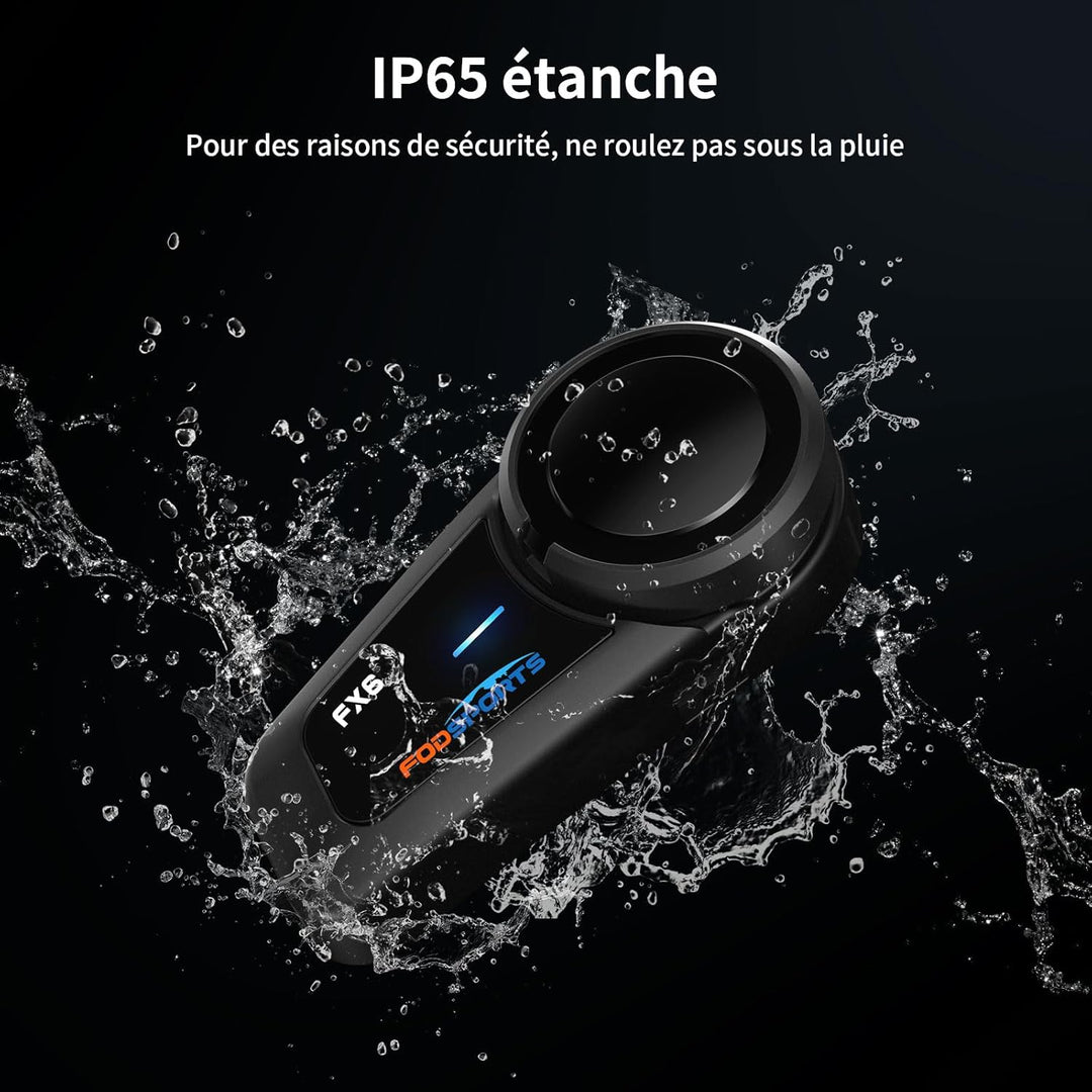 FODSPORTS FX6 Motorrad Bluetooth Headset(2 Pack) 2 x FX6 Motorrad-Gegensprechanlage, 2 x FX6 Motorra