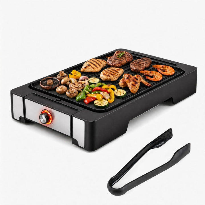 LIFEZEAL Tischgrill, 2300W Elektrogrill mit Auffangschale &amp; kompakter Grillfläche, Indoorgrill mit A