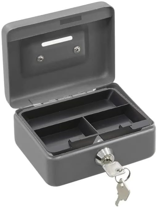 Geldkassette aus Metall Metal Cash Box 150 x 120 x 80 mm mit Schloss und 2 Geldschlüsseln mit Kasset