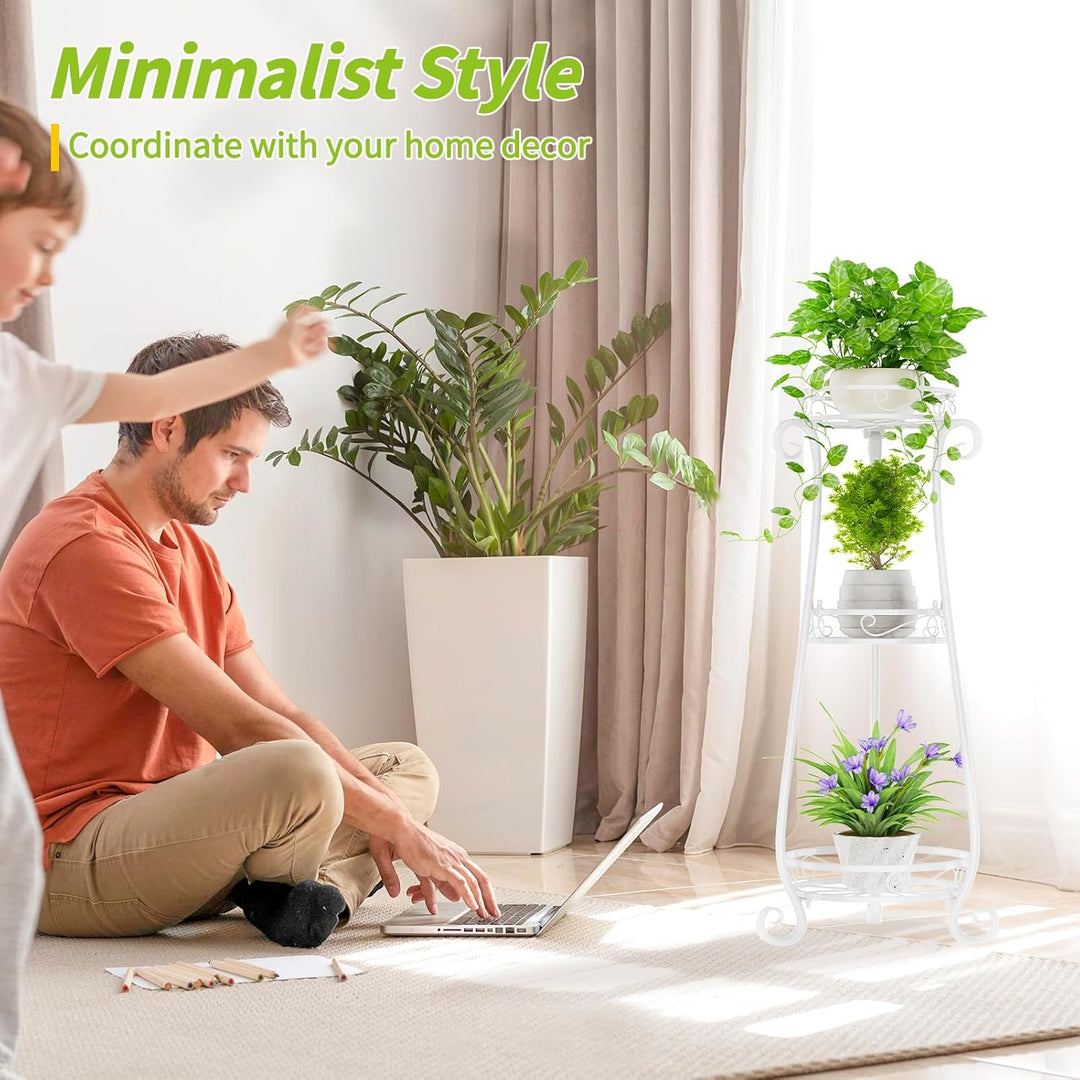 3 Etagen Blumenständer Pflanzenständer Blumenetagere Pflanzenregal aus Metall für grosse Töpfe Indoo