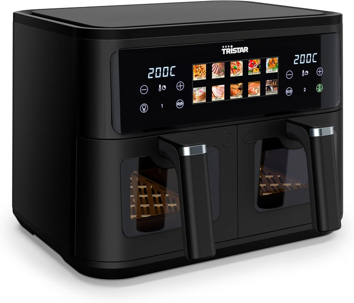 Tristar Doppelkorb-Heissluftfritteuse, 9 L Gesamtkapazität, 2500W, 10 Programme, Digitale Steuerung,