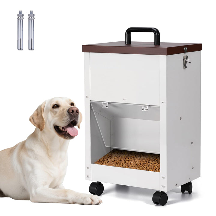 30lb Automatischer Hundefütterer mit Rad Edelstahl Grosse Rasse Hundefutter Dispener Hängender Futte