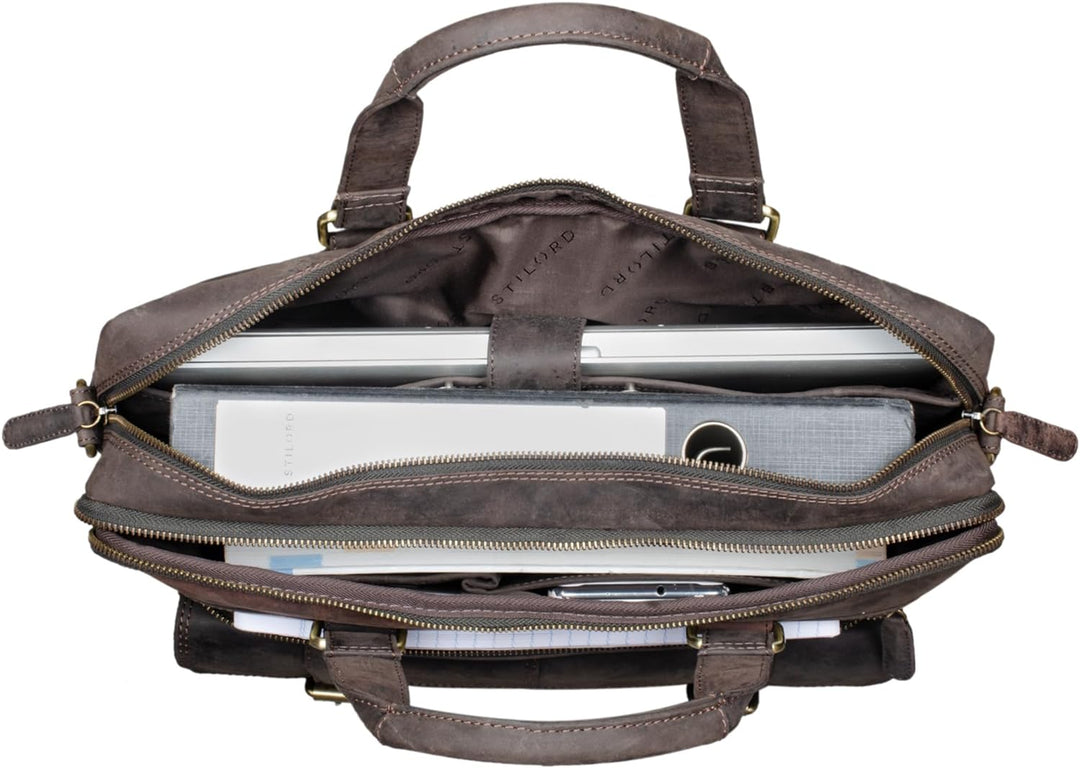 STILORD 'Alvaro' Vintage Businesstasche Echtes Leder Laptoptasche 15,6 Zoll Aktentasche Grosse Umhän