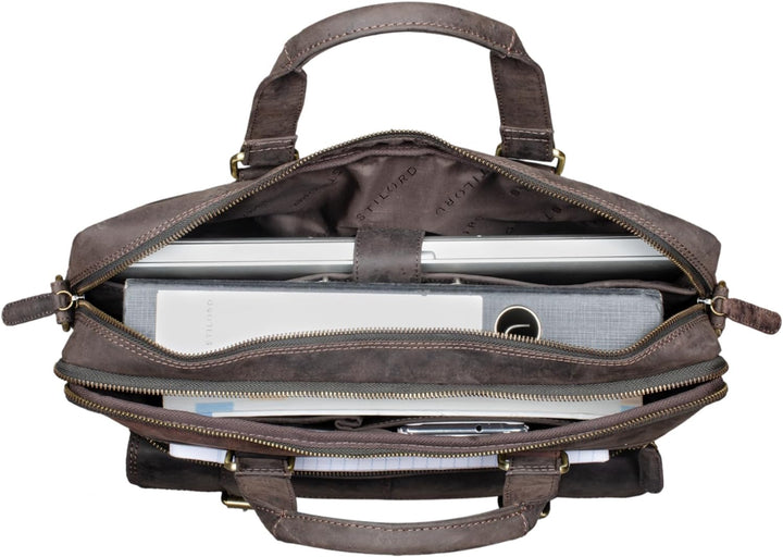 STILORD 'Alvaro' Vintage Businesstasche Echtes Leder Laptoptasche 15,6 Zoll Aktentasche Grosse Umhän