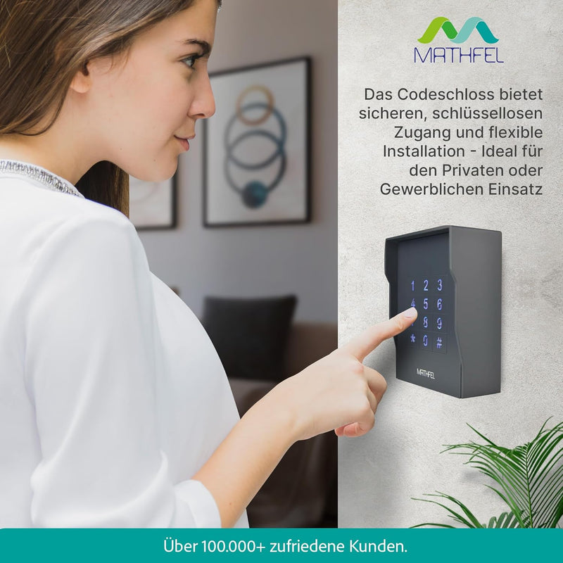 MATHFEL Vandalismusgeschütztes Zugangssystem Codeschloss Türöffner aufputz, Farbe Anthrazit… (Aufput