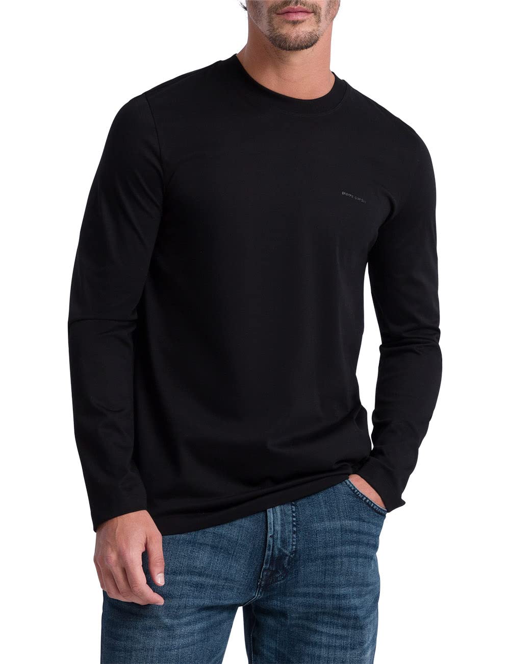 Pierre Cardin Herren Langarmshirt Longsleeve 6XL Schwarz, 6XL Schwarz