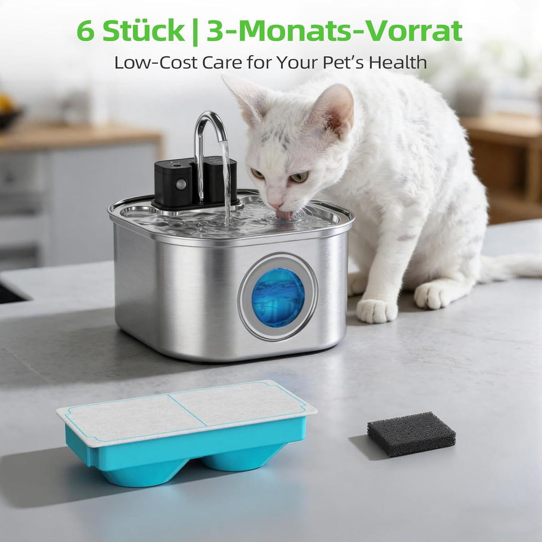 Universal Katzenbrunnen Filter Kompatibel: 12er Set (6 Aktivkohle + 6 Schaumstoff) | Ersatzfilter fü