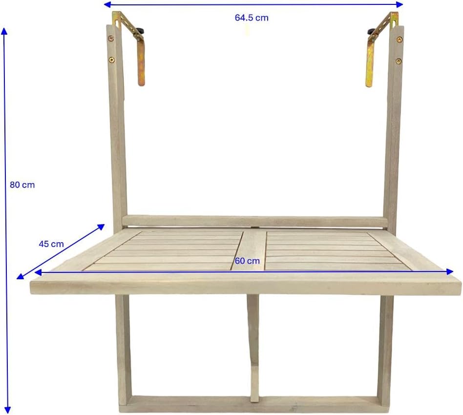 ESTEXO Balkonhängetisch Balkontisch Hängetisch 60x40 cm Klapptisch Balkon Tisch Weiss Klappbar