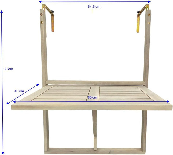 ESTEXO Balkonhängetisch Balkontisch Hängetisch 60x40 cm Klapptisch Balkon Tisch Weiss Klappbar