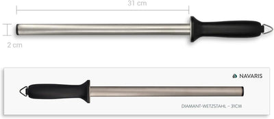 Navaris Diamant-Wetzstahl Wetzstab oval - 31 cm Langer Schleifstab - Messerschleifer für versch. Mes