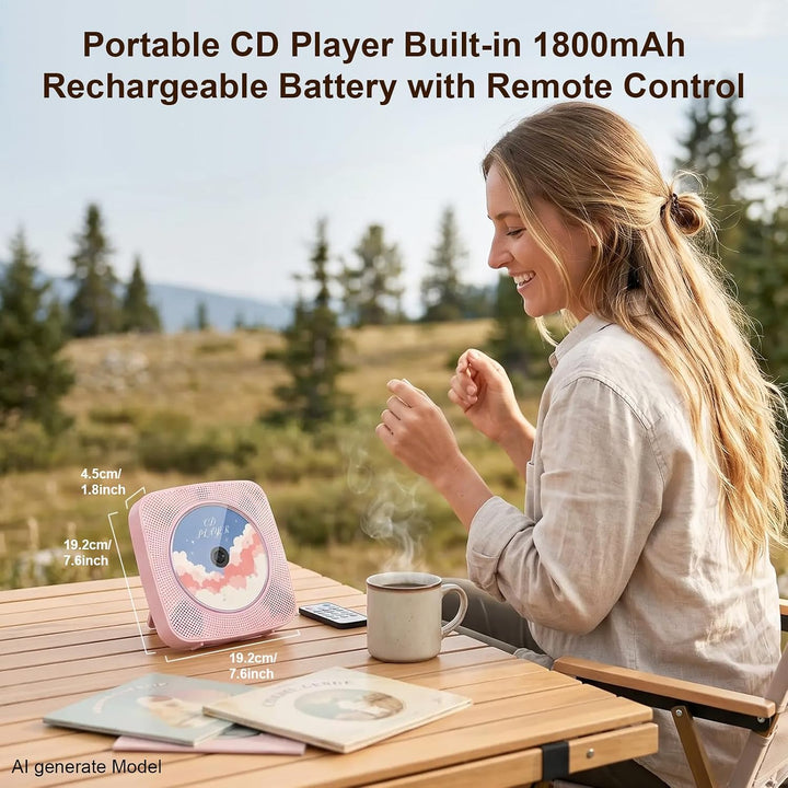 Gueray Desktop CD Player Bluetooth CD-Spieler mit Lautsprechern für Zuhause 1800mAh Tragbarer CD-Pla