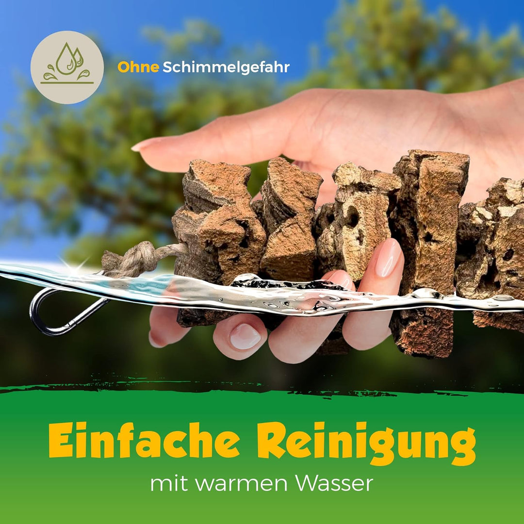 Kette zum Knabbern aus Korkrinde | 60cm | Spielzeug für Vögel | Naturmaterial Kork