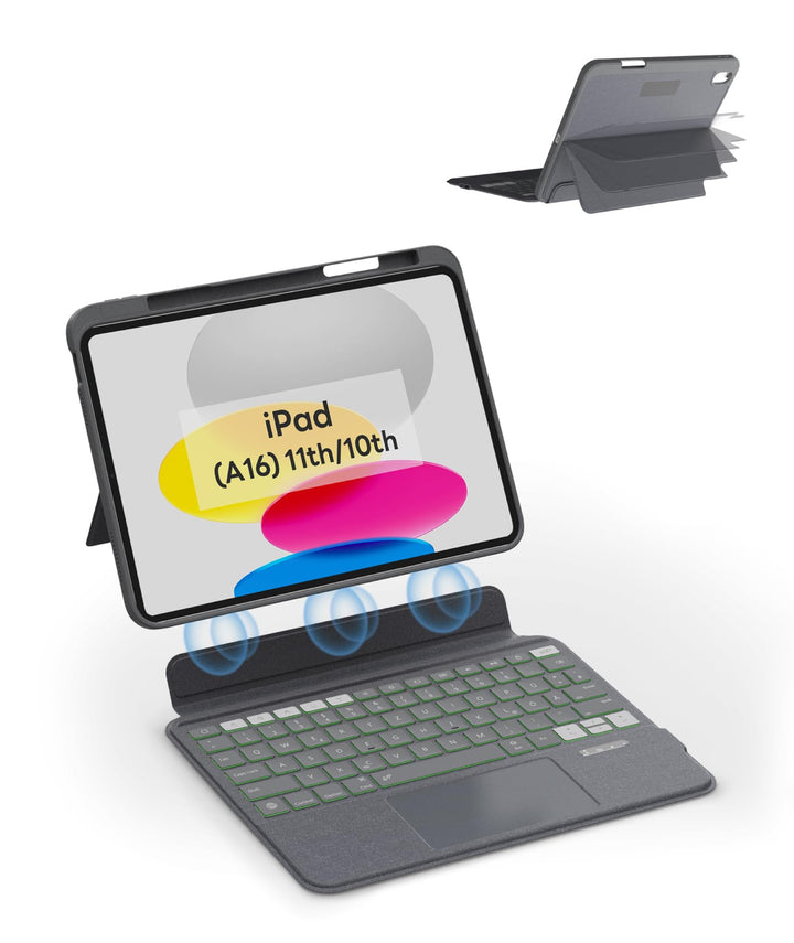 eip Magnetix Tastaturhülle für iPad (A16) 11./10. Gen (2025/2022), mit patentierten Stylus-Shortcuts