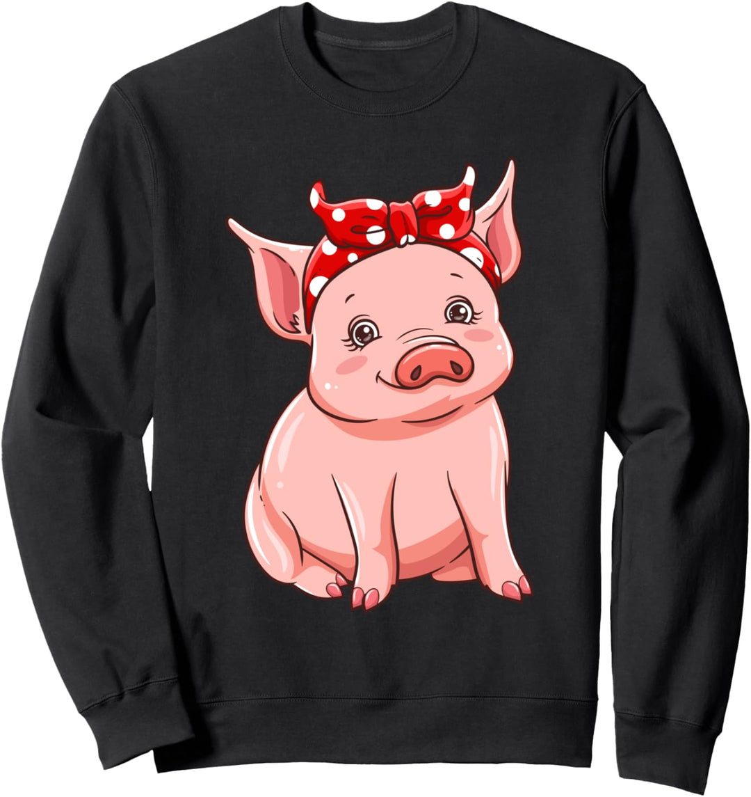 Süsses Schwein mit Bandana Piggy Geschenk Frauen Mädchen Sweatshirt