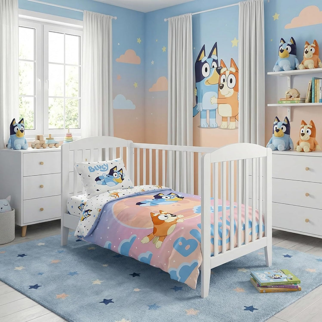 BrandMac Bluey & Bingo Junior Bettwäsche-Set | Bettbezug 100x135 cm mit Kissenbezug 40x60 cm | Offiz