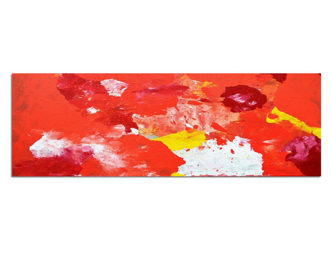 Paul Sinus Art Panoramabild auf Leinwand und Keilrahmen 150x50cm Malerei Kunst abstrakt orange gelb