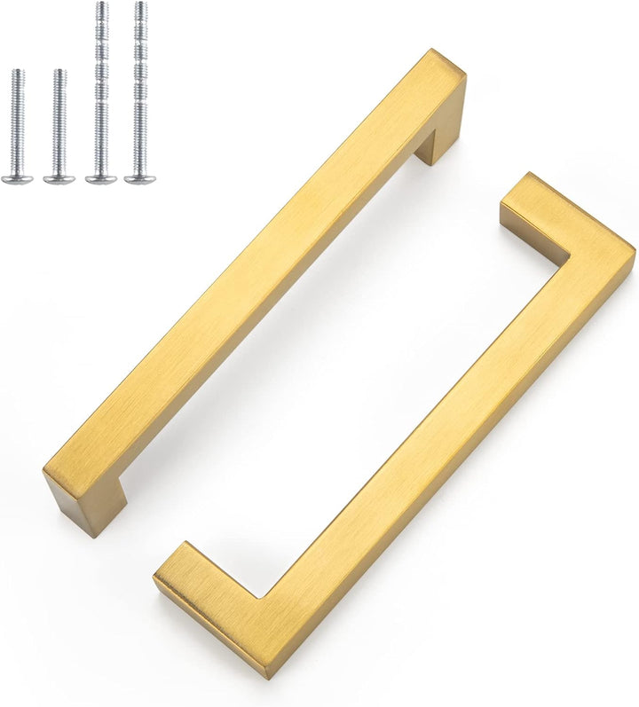 10 Stück Möbelgriffe Gold Griffe für Küchenschränke Gold, LONTAN Schrankgriffe 128mm Lochabstand Sch