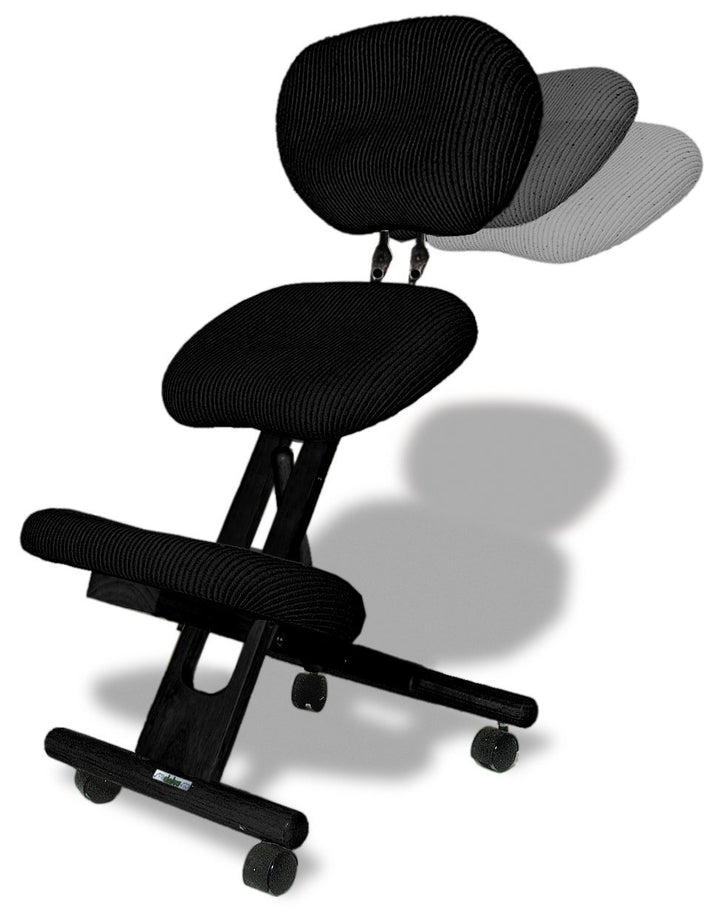 Cinius Ergonomischer Stuhl Orthopädischer Kniestuhl mit Rücken Computerstuhl Kniehocker Stoff Schwar