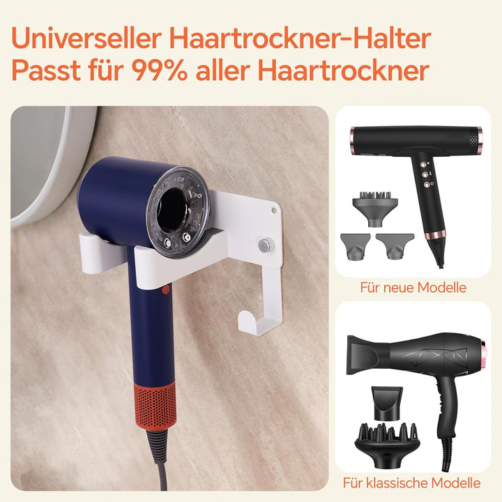 Föhn Halterung Fönhalter Ohne Bohren SUS304 Edelstahl, Wandhalterung fürs Badezimmer, Rostfrei & Sta