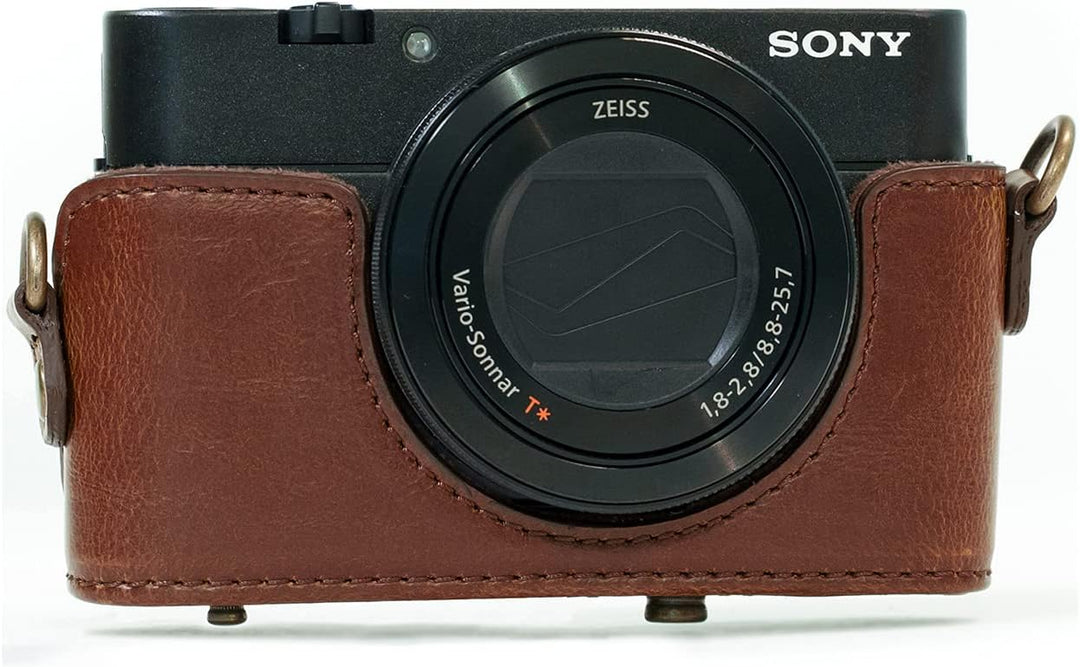 MegaGear Ever Ready Kameratasche aus Leder kompatibel mit Sony Cyber-Shot DSC-RX100 VI, DSC-RX100 V,