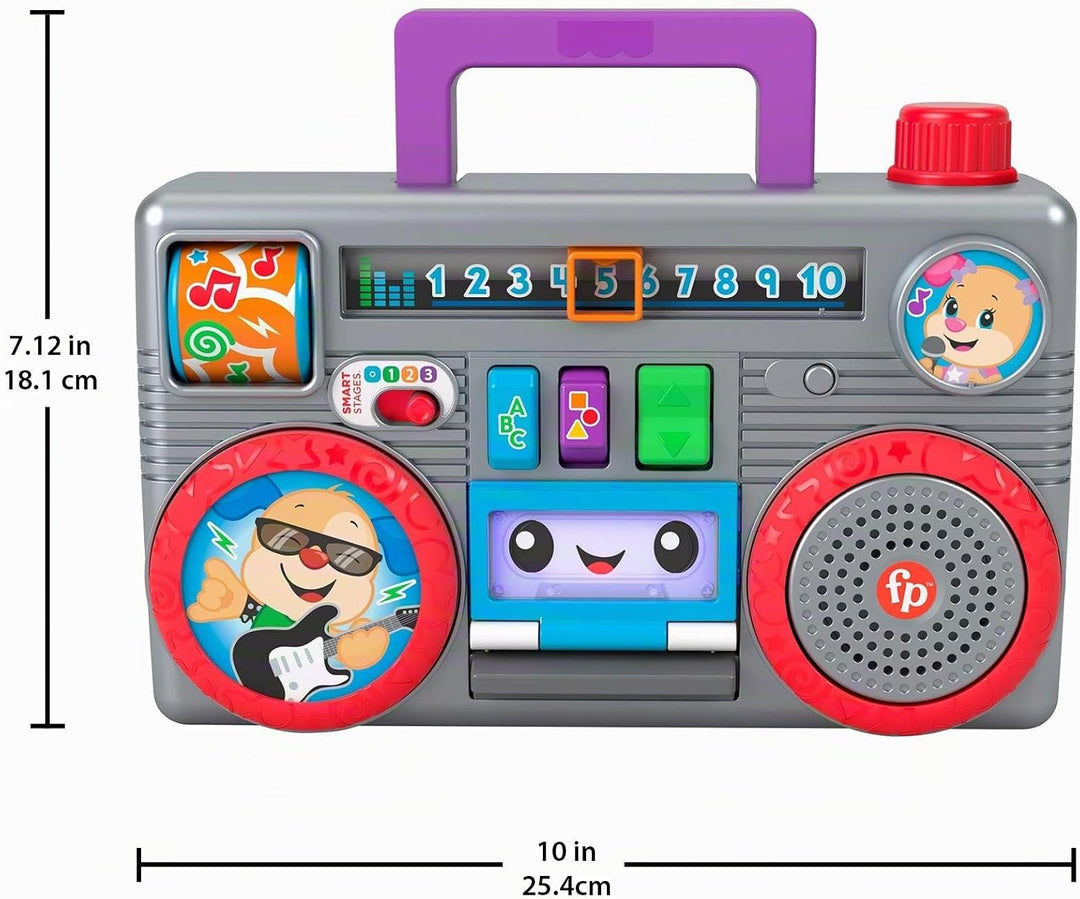 Fisher-Price Laugh & Learn Busy Boombox Retro-inspiriertes musikalisches Kleinkindspielzeug mit Lern