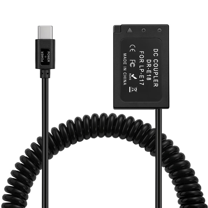 HangTon USB C auf LP-E17 Dummy Akku für Canon EOS R8 T6s T6i T7i 8000D X8i SL2 Kamera 9V/12V PD DR-E