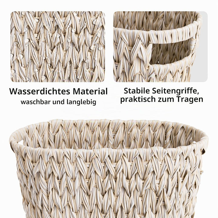 GRANNY SAYS Wicker Papierkorb, Geflochtener Mülleimer, Wasserdichter Abfalleimer mit Griffen, Gefloc