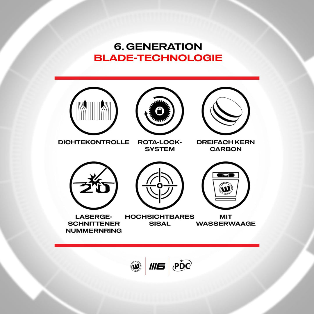 WINMAU Blade 6 Series Professional Bristle Klassische Dartboard Blade 6 Triple Core Carbon, Blade 6