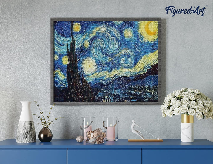Figured'Art Diamond Painting Erwachsene 40x50cm Mit Rahmen Ganze Leinwand gespannt Van Gogh Sternenn