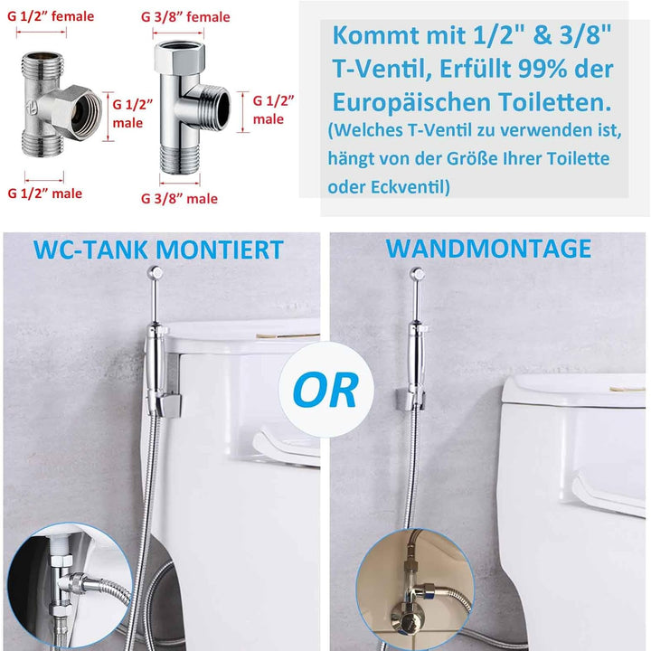 Bidet Handbrause Set SonTiy Toilette Bad Bidet Aufsatz Waschen Duschkopf mit Einstellbarem Druck &Ha