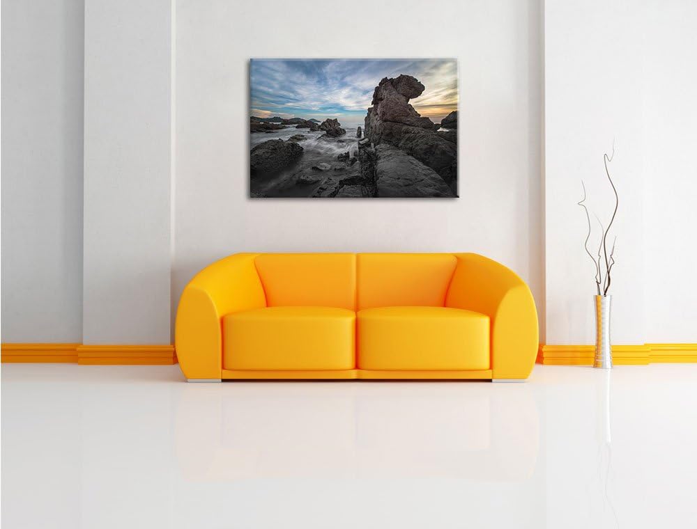 Pixxprint Küste bei Abenddämmerung als Leinwandbild/Grösse: 100x70 / Wandbild/Kunstdruck/fertig besp