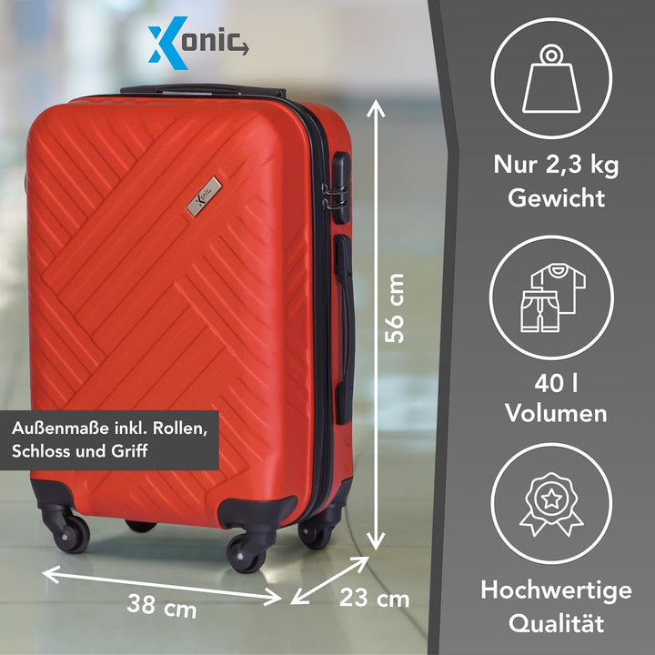 Xonic Design Reisekoffer - ABS Hartschalen Koffer mit 360° Leichtlauf-Rollen - hochwertiger Trolley