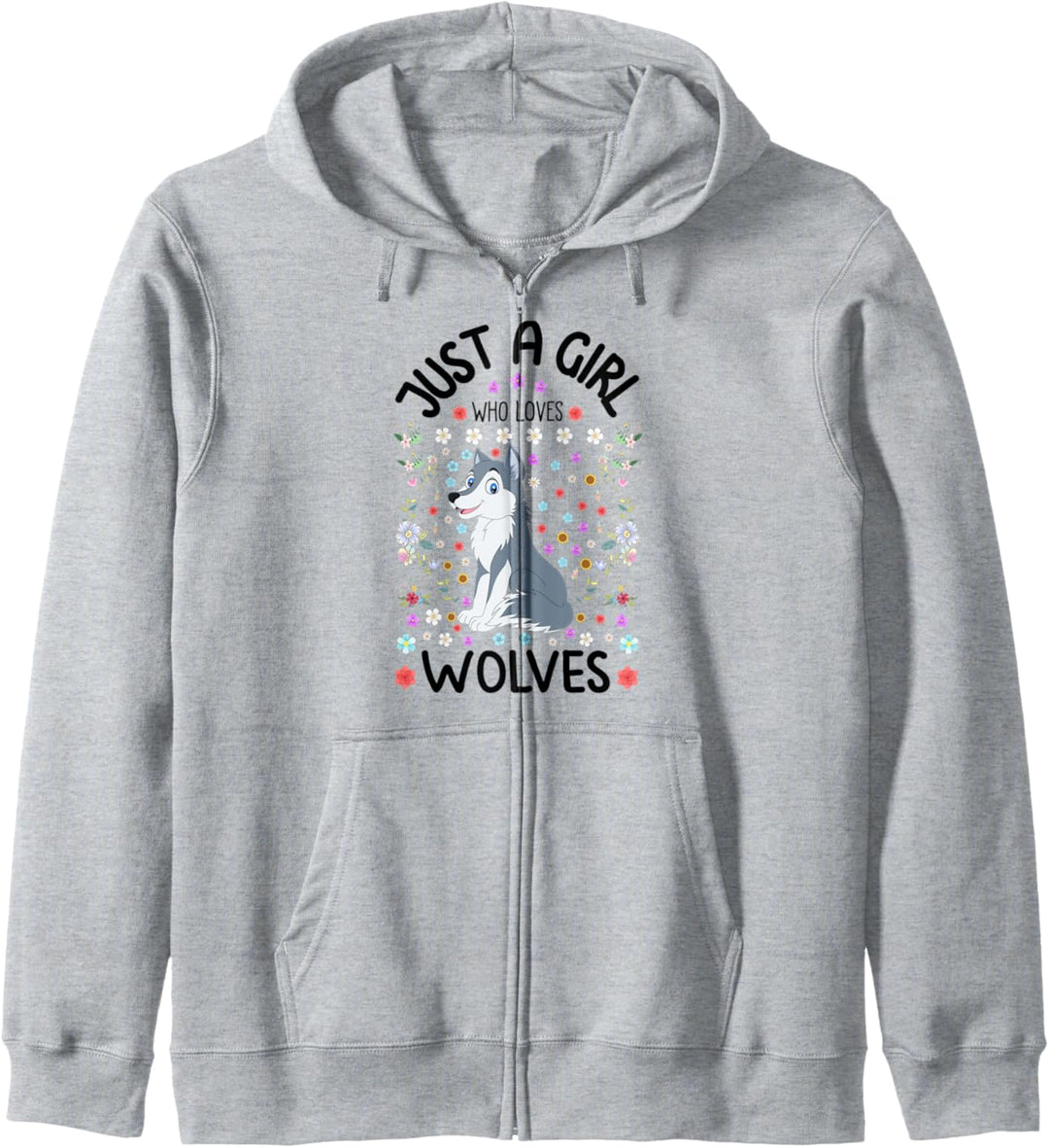 Just A Girl Who Loves Wolves Cute Grey Wolf for Women Girls Kapuzenjacke