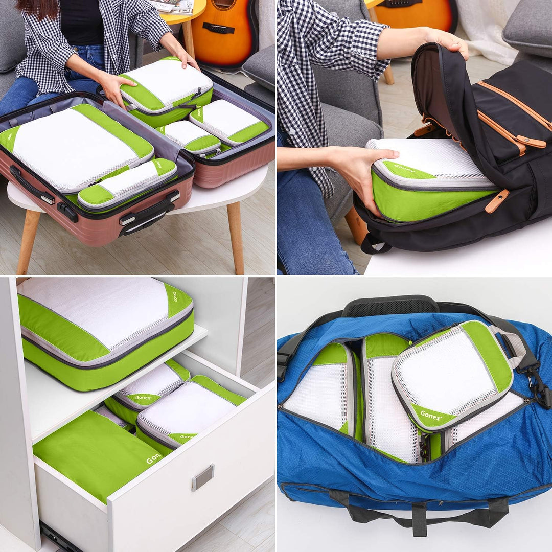 Compression Packing Cube 6-teilig, Gonex robust & langlebig Verpackungswürfel, Packtaschen, Kleidert