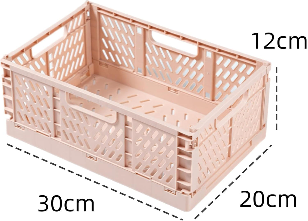 4 Stück Rosa Klappbox 30×20×12cm,Klappkiste Körbe Aufbewahrung Zusammenklappbarer Tragbar Aufbewahru