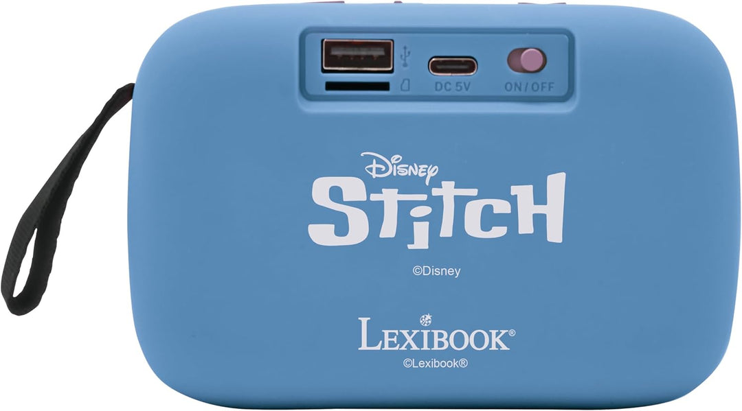 Lexibook, Disney Stitch, Tragbarer Bluetooth-Lautsprecher, kabellos, USB-C, SD/TF-Karte, wiederaufla