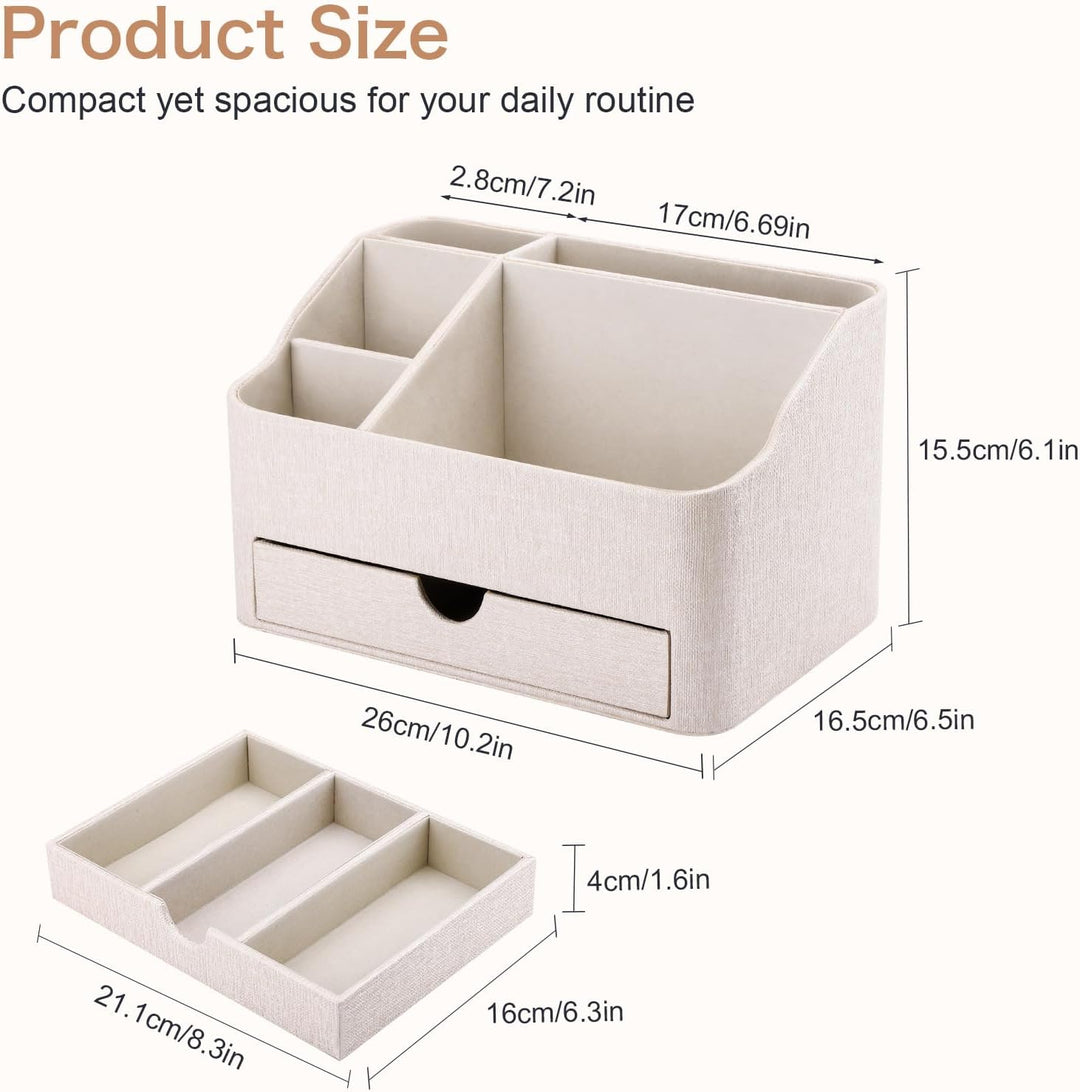 KINGFOM Make Up Kosmetik Organizer, PU Leather Schmink Organizer mit Schublade Skincare Organizer fü