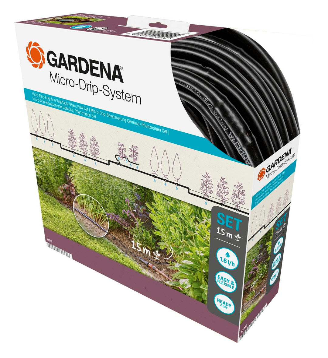 Gardena Start Set Pflanzreihen S: Micro-Drip-Gartenbewässerungssystem zur schonenden, wassersparende