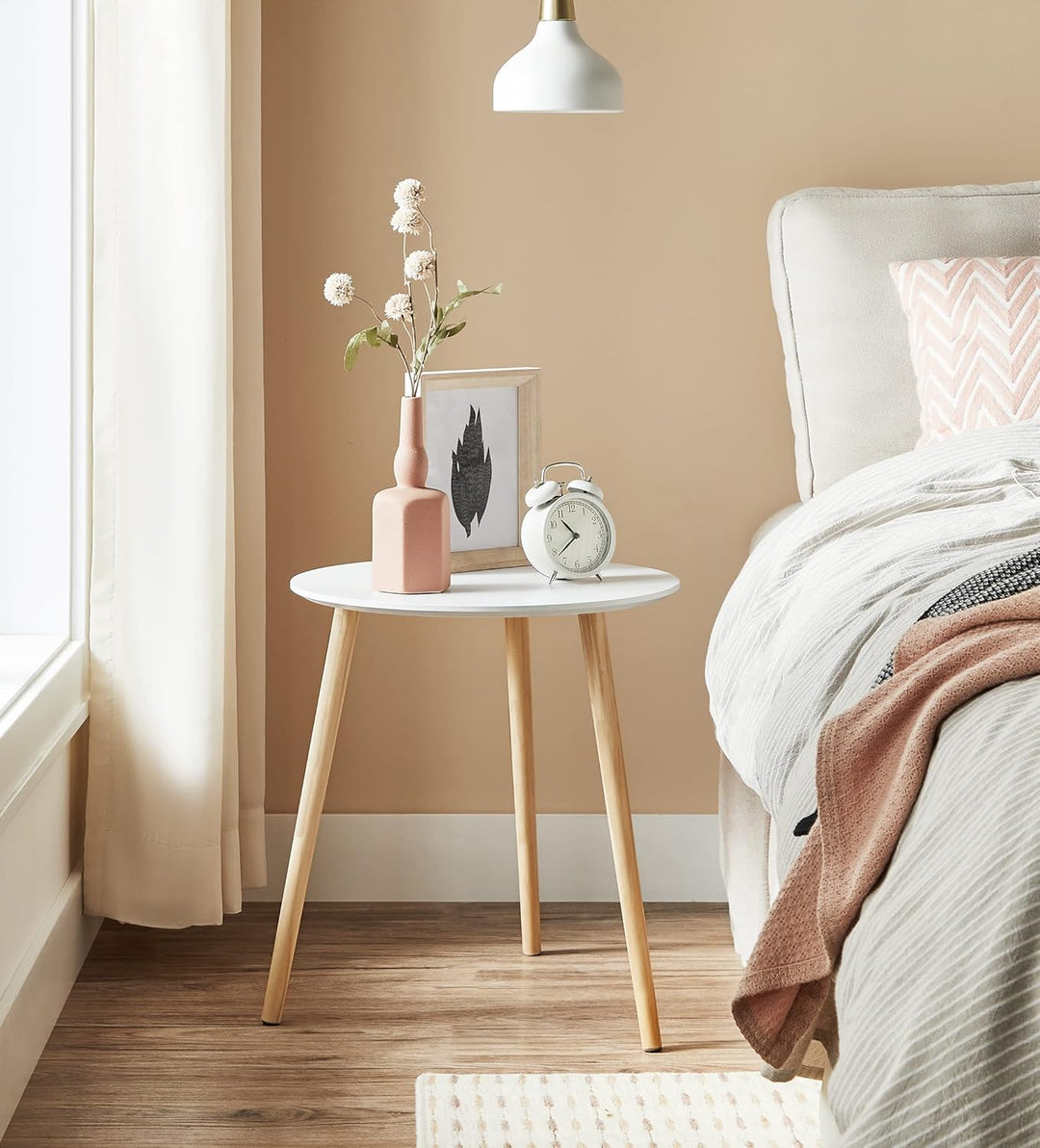 SONGMICS Beistelltisch-Set rund, 2 Moderne Sofatische, minimalistisch, skandinavischer Stil, Couchti