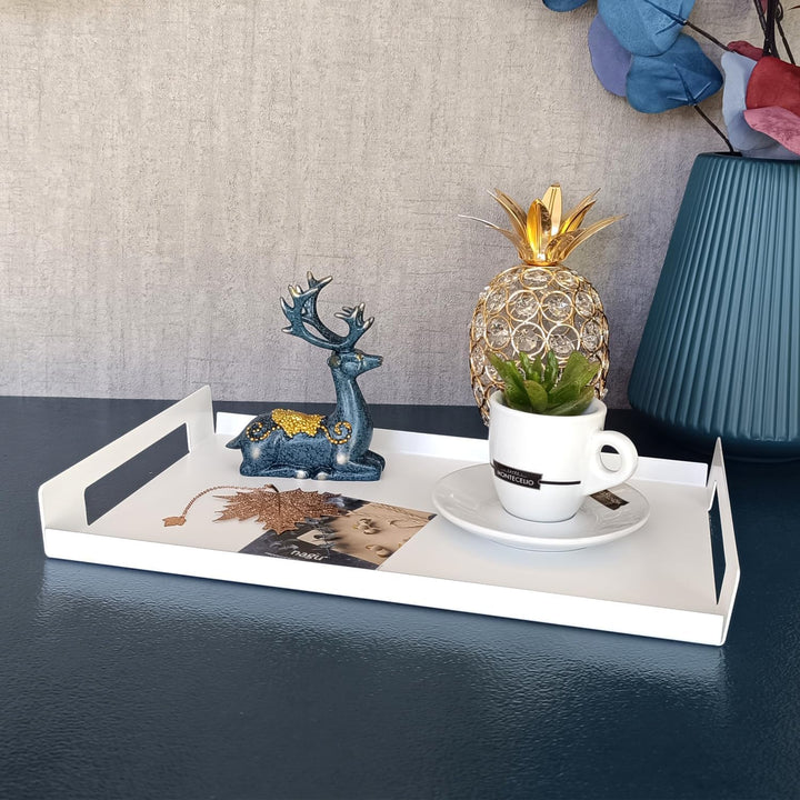 nagu® Metall-Tablett mit Griffen - Modernes Minimalistisches Design aus lackiertem Stahl – Dekorativ