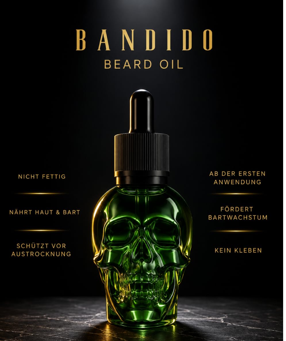 Bandido Bartöl Herren Green 40ml – Beard Oil mit Arganöl, Jojobaöl & Vitamin E – Bartpflege Öl für w